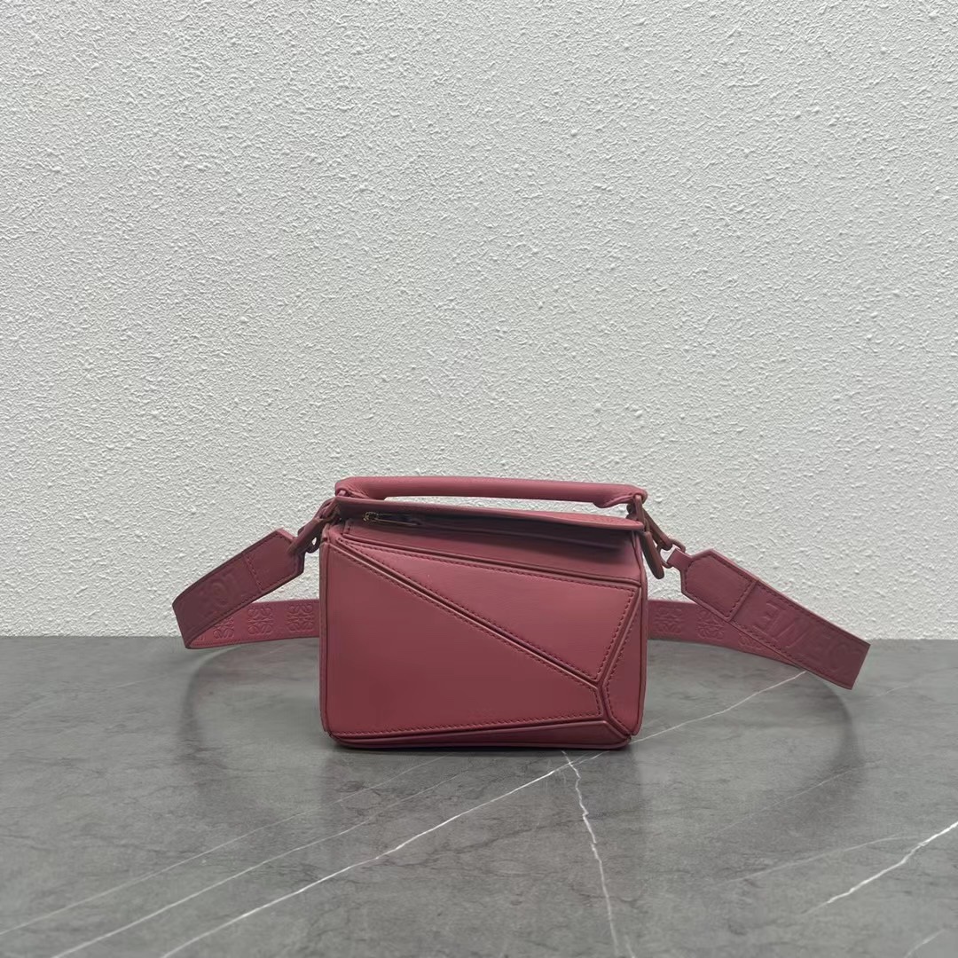 Loewe Mini Puzzle Bag in Classic Calfskin Crimson